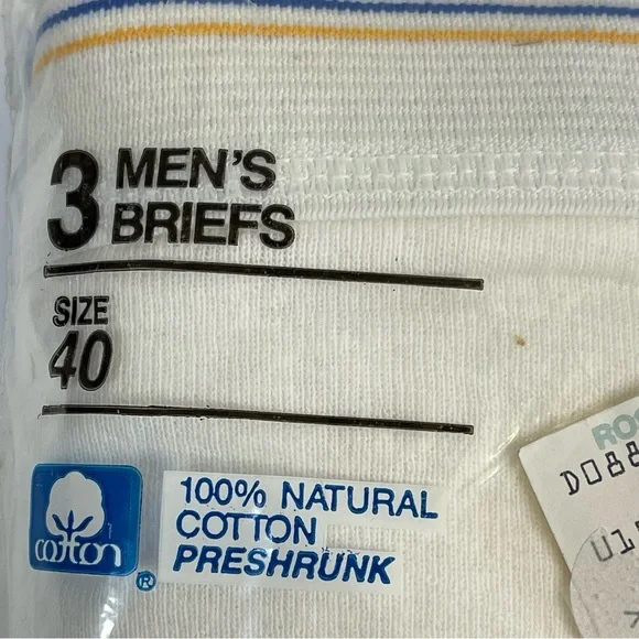 SOLD- Vintage Fruit of the Loom Mens Briefs Underwear White 100% Cotton Sz 40 - Picture 6 of 7
